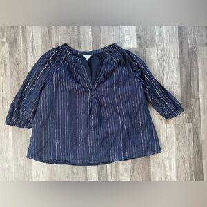 Crown & Ivy Navy Striped Women's Top